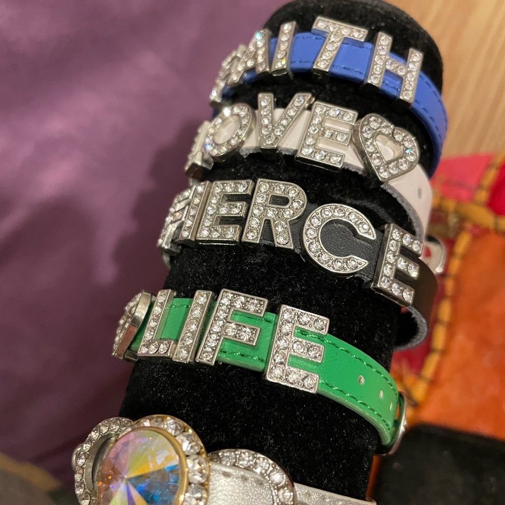 Pick ONE of these 6 Sparkly WORD Bracelets $20.